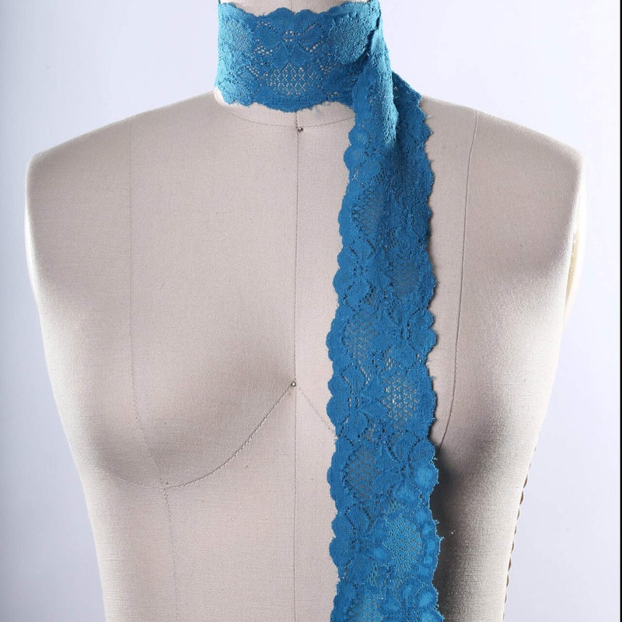 2 Yards Middle Sky Blue Wide Stretch Lace Trim 2.5" Floral Elastic for Lingerie Sewing & Crafts